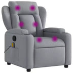 vidaXL Light Gray Fabric Recliner Chair - 6-Point Vibration Massage, Adjustable Backrest & Footrest