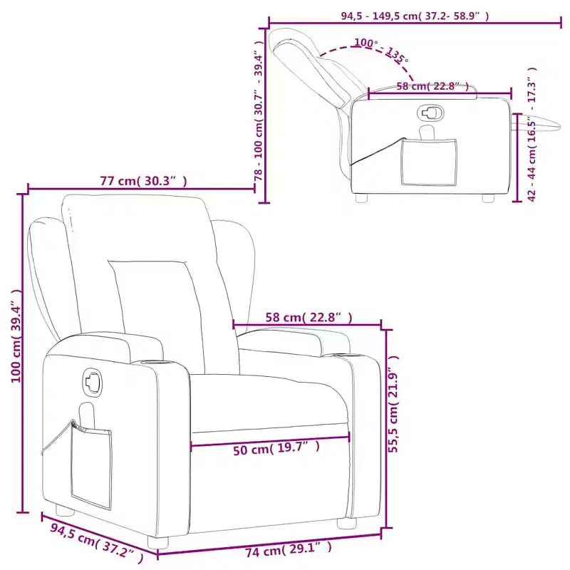 vidaXL Fauteuil inclinable en tissu gris clair - Massage vibrant 6 points, dossier et repose-pieds réglables