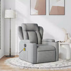 vidaXL Fauteuil inclinable en tissu gris clair - Massage vibrant 6 points, dossier et repose-pieds réglables