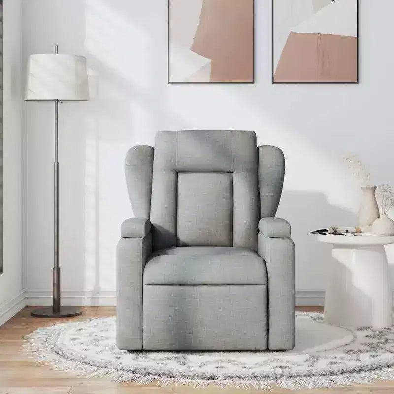 vidaXL Fauteuil inclinable en tissu gris clair - Massage vibrant 6 points, dossier et repose-pieds réglables