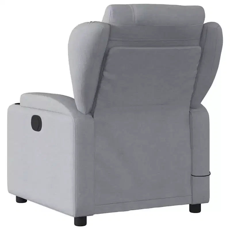 vidaXL Fauteuil inclinable en tissu gris clair - Massage vibrant 6 points, dossier et repose-pieds réglables