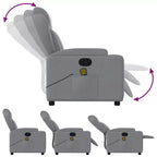 vidaXL Fauteuil inclinable en tissu gris clair - Massage vibrant 6 points, dossier et repose-pieds réglables