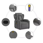 vidaXL Fauteuil inclinable en tissu gris clair - Massage vibrant 6 points, dossier et repose-pieds réglables