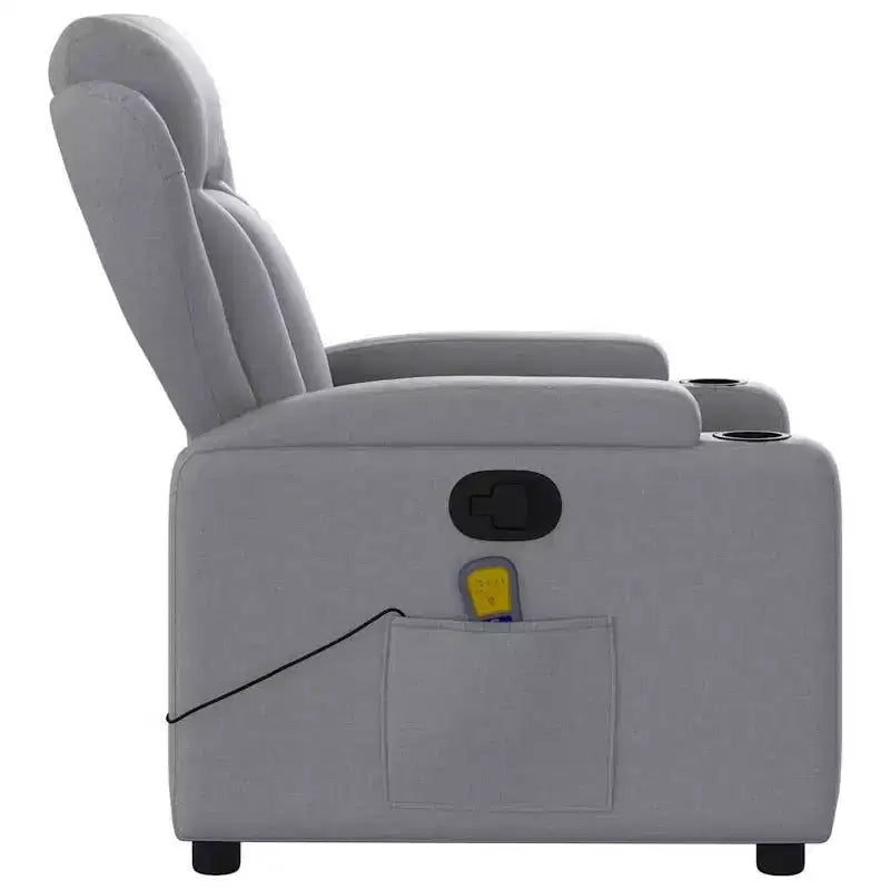 vidaXL Fauteuil inclinable en tissu gris clair - Massage vibrant 6 points, dossier et repose-pieds réglables