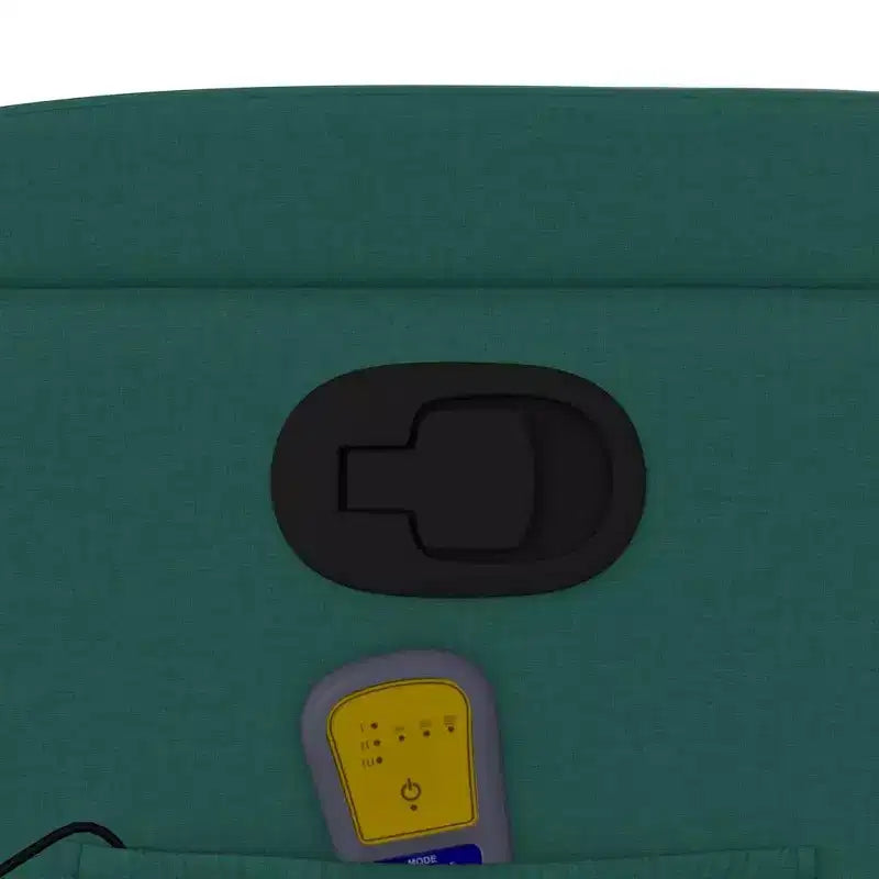 VidaXL Fauteuil de massage inclinable en tissu vert foncé - Inclinaison manuelle, Vibration USB, Porte-gobelets, Poche latérale, Confort rembourré