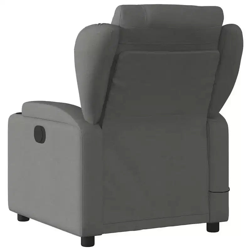 VidaXL Fauteuil de massage inclinable en tissu vert foncé - Inclinaison manuelle, Vibration USB, Porte-gobelets, Poche latérale, Confort rembourré