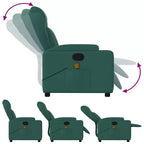 VidaXL Fauteuil de massage inclinable en tissu vert foncé - Inclinaison manuelle, Vibration USB, Porte-gobelets, Poche latérale, Confort rembourré