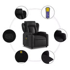 VidaXL Fauteuil de massage inclinable en tissu vert foncé - Inclinaison manuelle, Vibration USB, Porte-gobelets, Poche latérale, Confort rembourré