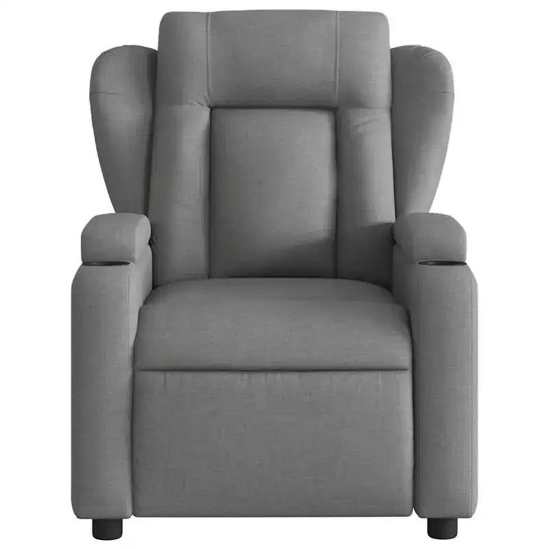 VidaXL Fauteuil de massage inclinable en tissu vert foncé - Inclinaison manuelle, Vibration USB, Porte-gobelets, Poche latérale, Confort rembourré