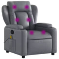 vidaXL Gray Faux Leather Massage Recliner Chair with Manual Recline, Cup Holders, USB Vibration & Padded Seating