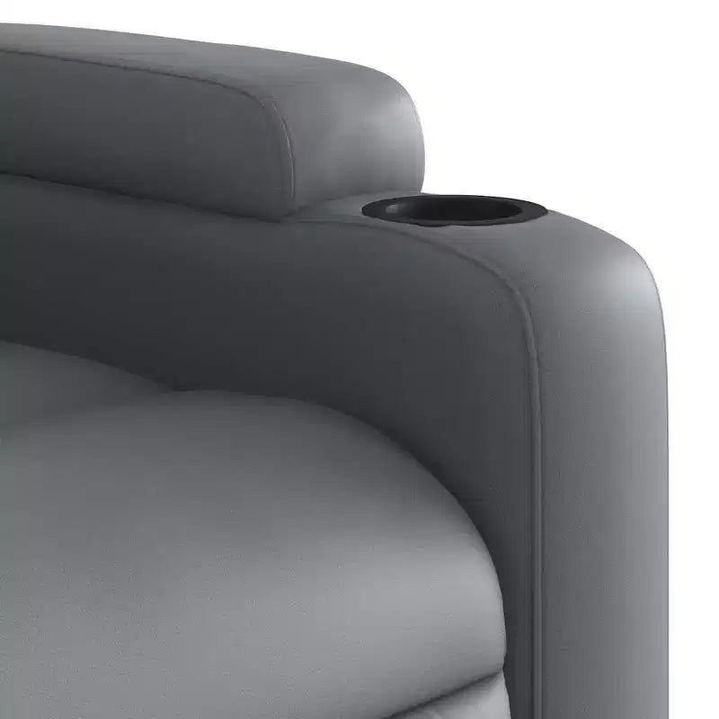 vidaXL Fauteuil inclinable de massage gris en similicuir avec inclinaison manuelle, porte-gobelets, vibration USB et assise rembourrée