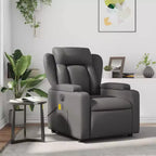 vidaXL Fauteuil inclinable de massage gris en similicuir avec inclinaison manuelle, porte-gobelets, vibration USB et assise rembourrée