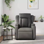 vidaXL Fauteuil inclinable de massage gris en similicuir avec inclinaison manuelle, porte-gobelets, vibration USB et assise rembourrée