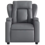 vidaXL Fauteuil inclinable de massage gris en similicuir avec inclinaison manuelle, porte-gobelets, vibration USB et assise rembourrée