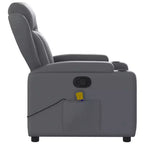 vidaXL Fauteuil inclinable de massage gris en similicuir avec inclinaison manuelle, porte-gobelets, vibration USB et assise rembourrée