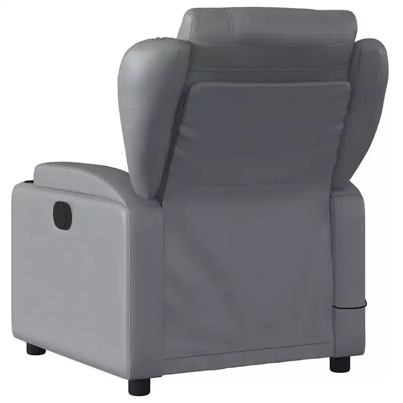 vidaXL Fauteuil inclinable de massage gris en similicuir avec inclinaison manuelle, porte-gobelets, vibration USB et assise rembourrée
