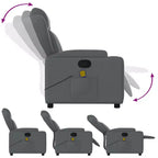 vidaXL Fauteuil inclinable de massage gris en similicuir avec inclinaison manuelle, porte-gobelets, vibration USB et assise rembourrée