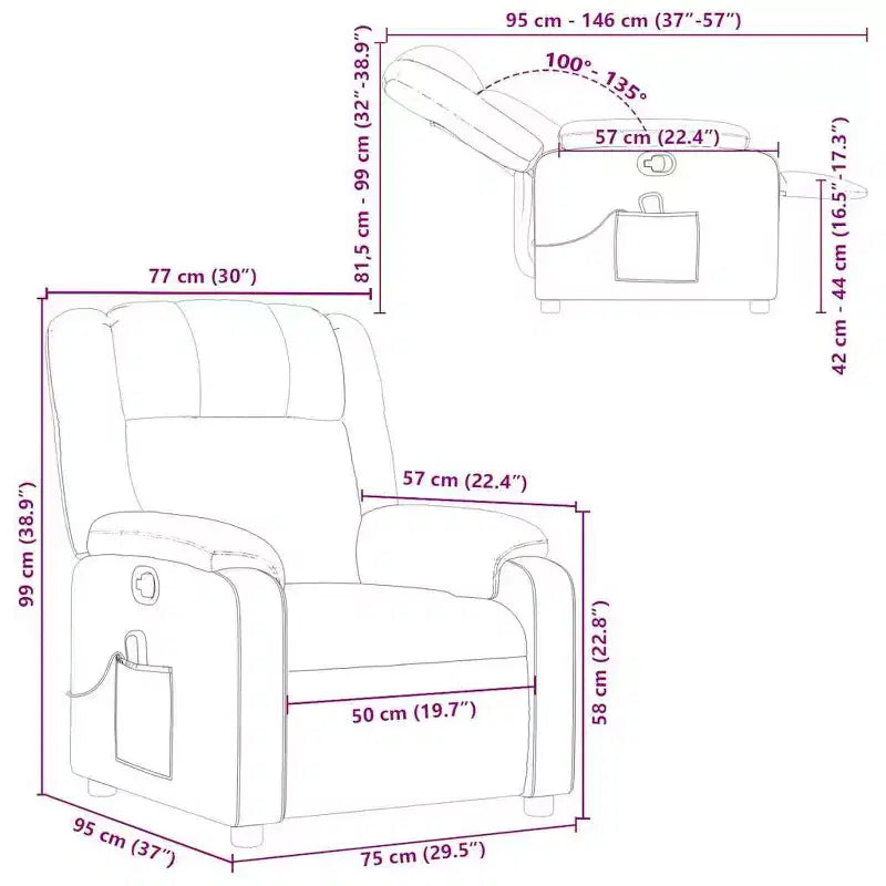 vidaXL Fauteuil inclinable de massage, fauteuil inclinable réglable avec massage vibrant à 6 points, cuir noir