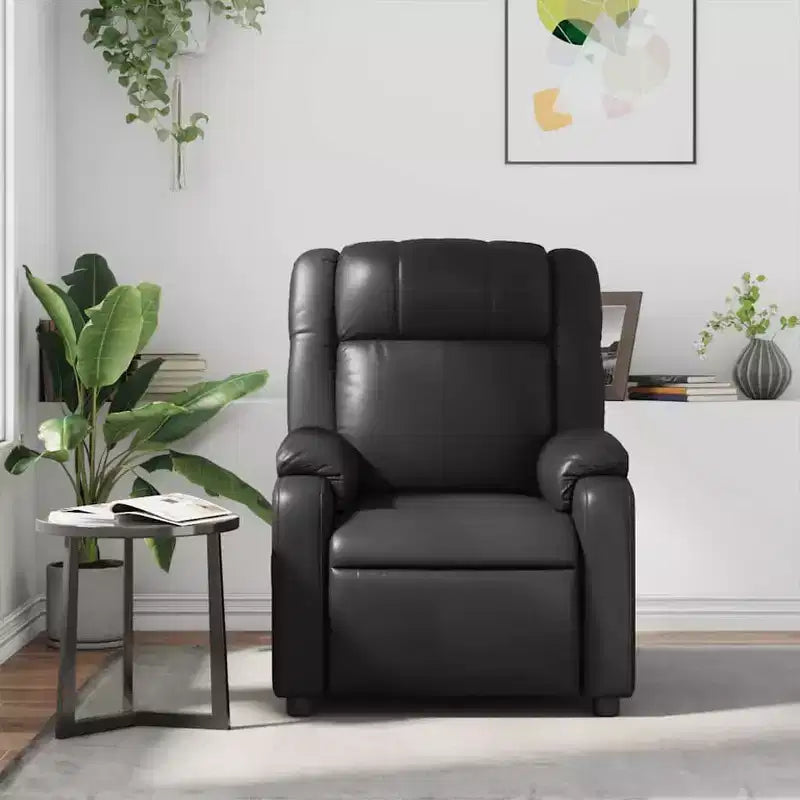 vidaXL Fauteuil inclinable de massage, fauteuil inclinable réglable avec massage vibrant à 6 points, cuir noir
