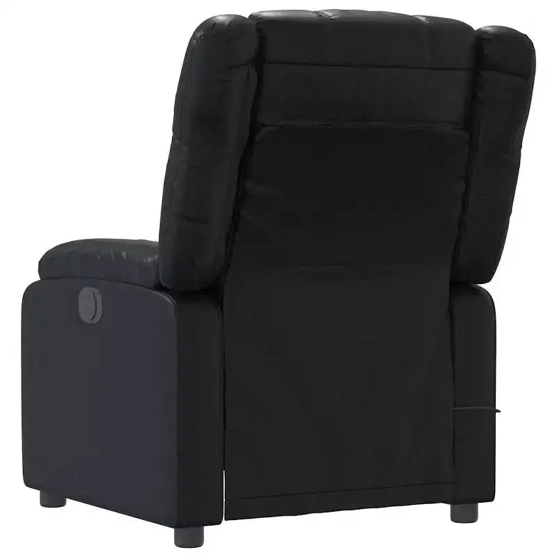 vidaXL Fauteuil inclinable de massage, fauteuil inclinable réglable avec massage vibrant à 6 points, cuir noir