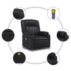 vidaXL Fauteuil inclinable de massage, fauteuil inclinable réglable avec massage vibrant à 6 points, cuir noir