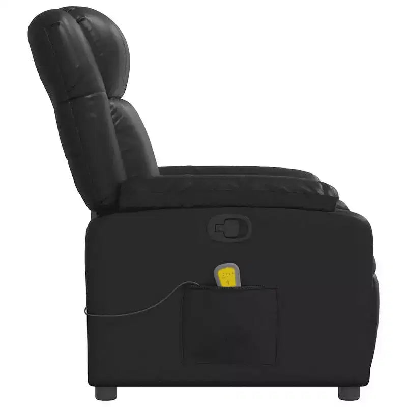 vidaXL Fauteuil inclinable de massage, fauteuil inclinable réglable avec massage vibrant à 6 points, cuir noir