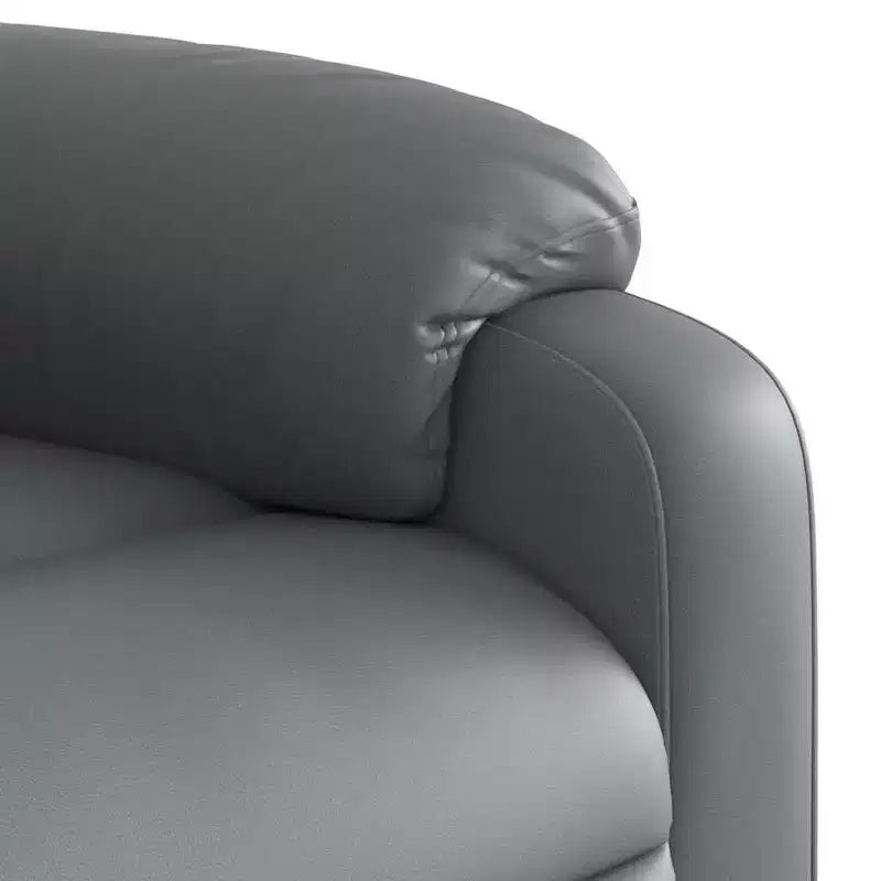 vidaXL Fauteuil inclinable de massage en cuir pour salon, cinéma maison, massage par vibrations à 6 points, dossier et repose-pieds réglables, poche latérale, gris