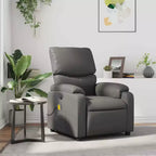 vidaXL Fauteuil inclinable de massage en cuir pour salon, cinéma maison, massage par vibrations à 6 points, dossier et repose-pieds réglables, poche latérale, gris