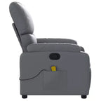 vidaXL Fauteuil inclinable de massage en cuir pour salon, cinéma maison, massage par vibrations à 6 points, dossier et repose-pieds réglables, poche latérale, gris
