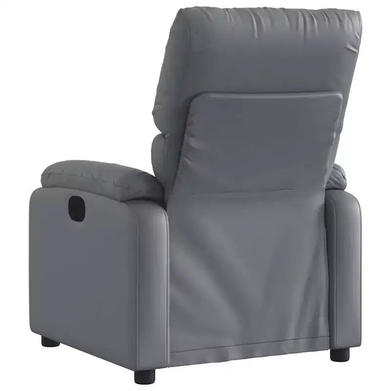 vidaXL Fauteuil inclinable de massage en cuir pour salon, cinéma maison, massage par vibrations à 6 points, dossier et repose-pieds réglables, poche latérale, gris
