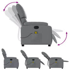 vidaXL Fauteuil inclinable de massage en cuir pour salon, cinéma maison, massage par vibrations à 6 points, dossier et repose-pieds réglables, poche latérale, gris