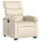 vidaXL Fauteuil inclinable/relevable électrique en similicuir crème - Fauteuil motorisé avec fonction de relevage/inclinaison électrique, poche latérale, cadre stable pour personnes âgées