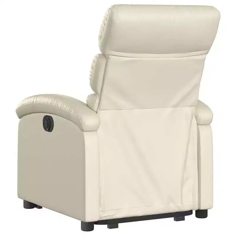 vidaXL Fauteuil inclinable/relevable électrique en similicuir crème - Fauteuil motorisé avec fonction de relevage/inclinaison électrique, poche latérale, cadre stable pour personnes âgées