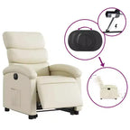 vidaXL Fauteuil inclinable/relevable électrique en similicuir crème - Fauteuil motorisé avec fonction de relevage/inclinaison électrique, poche latérale, cadre stable pour personnes âgées