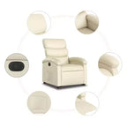 vidaXL Fauteuil inclinable/relevable électrique en similicuir crème - Fauteuil motorisé avec fonction de relevage/inclinaison électrique, poche latérale, cadre stable pour personnes âgées