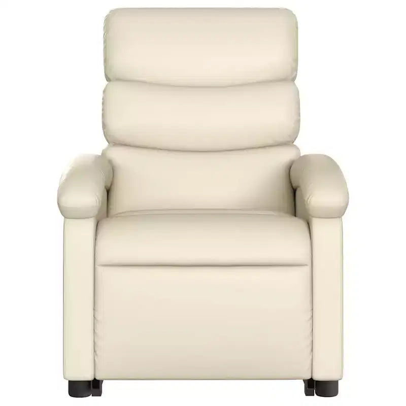 vidaXL Fauteuil inclinable/relevable électrique en similicuir crème - Fauteuil motorisé avec fonction de relevage/inclinaison électrique, poche latérale, cadre stable pour personnes âgées