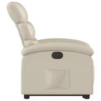 vidaXL Fauteuil inclinable/relevable électrique en similicuir crème - Fauteuil motorisé avec fonction de relevage/inclinaison électrique, poche latérale, cadre stable pour personnes âgées