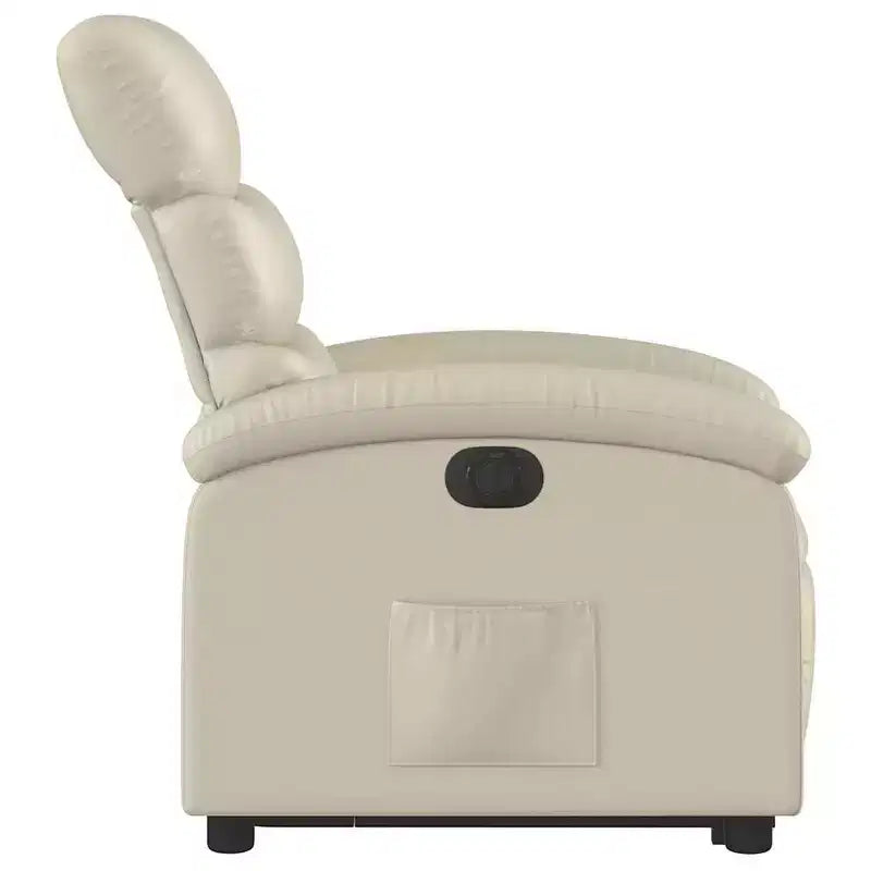 vidaXL Fauteuil inclinable/relevable électrique en similicuir crème - Fauteuil motorisé avec fonction de relevage/inclinaison électrique, poche latérale, cadre stable pour personnes âgées