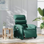 vidaXL Fauteuil inclinable électrique pour personnes âgées - Fauteuil réglable en tissu, vert foncé, avec inclinaison motorisée, rembourrage confortable, pochette latérale