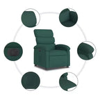 vidaXL Fauteuil inclinable électrique pour personnes âgées - Fauteuil réglable en tissu, vert foncé, avec inclinaison motorisée, rembourrage confortable, pochette latérale