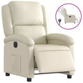 vidaXL Electric Recliner Chair - Cream Faux Leather Reclining Armchair with Motorized Adjustments for Elderly, Living Room Comfort