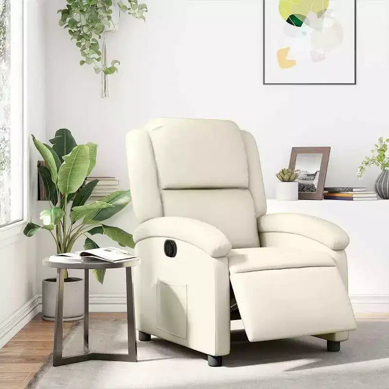vidaXL Fauteuil inclinable électrique - Fauteuil de relaxation en similicuir crème avec réglages motorisés pour personnes âgées, confort de salon