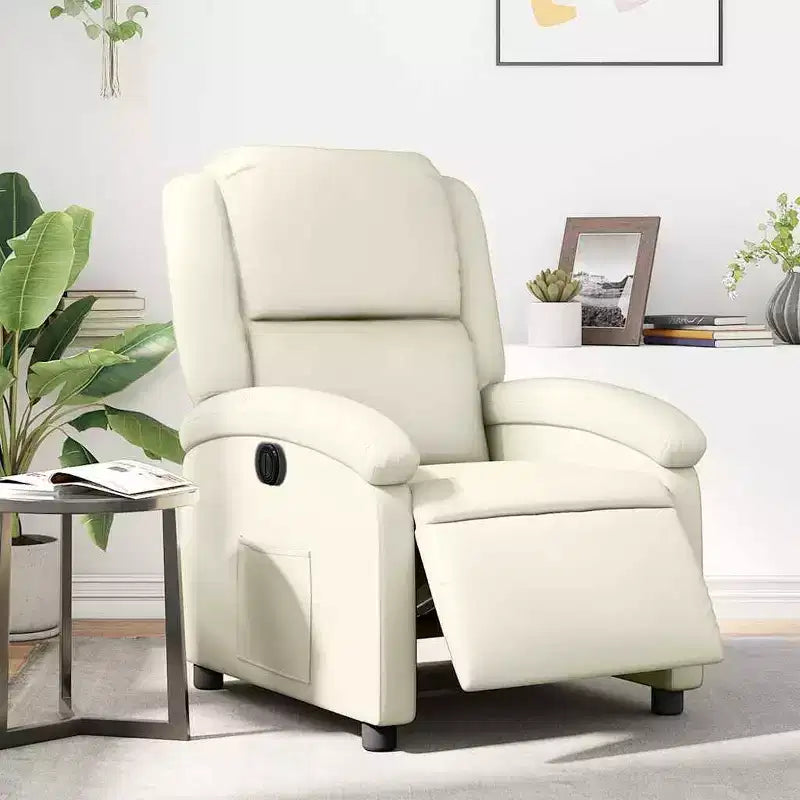 vidaXL Fauteuil inclinable électrique - Fauteuil de relaxation en similicuir crème avec réglages motorisés pour personnes âgées, confort de salon