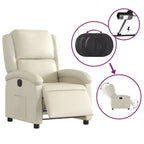 vidaXL Fauteuil inclinable électrique - Fauteuil de relaxation en similicuir crème avec réglages motorisés pour personnes âgées, confort de salon