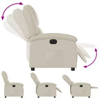 vidaXL Fauteuil inclinable électrique - Fauteuil de relaxation en similicuir crème avec réglages motorisés pour personnes âgées, confort de salon