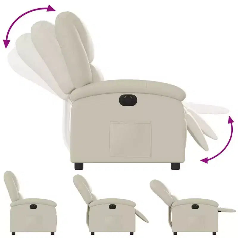 vidaXL Fauteuil inclinable électrique - Fauteuil de relaxation en similicuir crème avec réglages motorisés pour personnes âgées, confort de salon