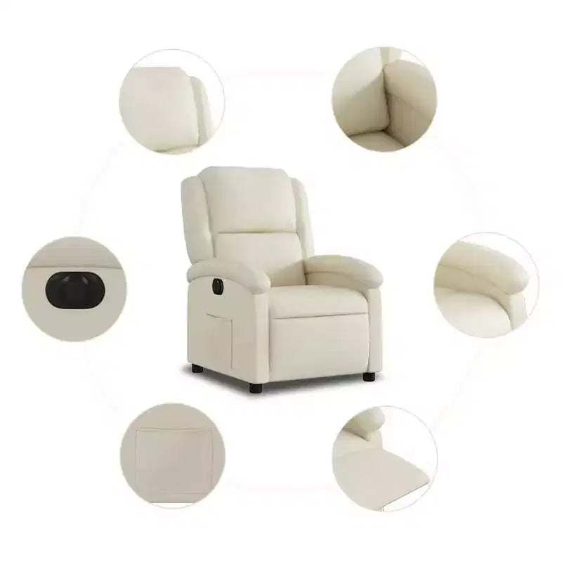 vidaXL Fauteuil inclinable électrique - Fauteuil de relaxation en similicuir crème avec réglages motorisés pour personnes âgées, confort de salon