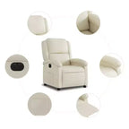 vidaXL Fauteuil inclinable électrique - Fauteuil de relaxation en similicuir crème avec réglages motorisés pour personnes âgées, confort de salon