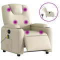 vidaXL Electric Massage Recliner Chair - Cream Faux Leather Adjustable Lounge Armchair with Cup Holders for Living Room/Office