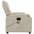 vidaXL Fauteuil inclinable de massage électrique - Fauteuil de salon réglable en similicuir crème avec porte-gobelets pour salon/bureau